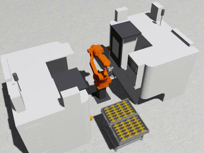 6-осевой робот + стационарный стол + от 2 станков